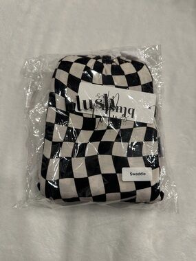 Blush Lotus Black & White Check Swaddle/Lightweight Blanket